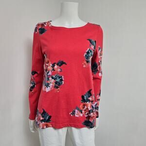 Joules Size 8 Harbour Light Top Pink Floral Long Sleeve Cotton Womens NWT